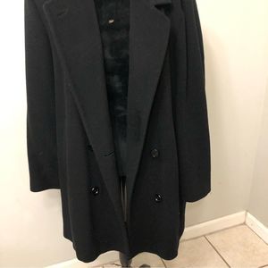 FORECASTER OF BOSTON WOMENS BLACK WOOL BLEND PEACOAT JACKET COAT STRAP~16